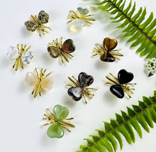 Load image into Gallery viewer, Gemstone Butterfly with Gold Tone Body and Heart Shaped Wings - Black