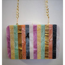 Load image into Gallery viewer, BOX BAG WOOD ACRYLIC INLAY CLUTCH - Jewel Stripe
