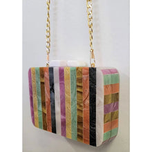 Load image into Gallery viewer, BOX BAG WOOD ACRYLIC INLAY CLUTCH - Jewel Stripe
