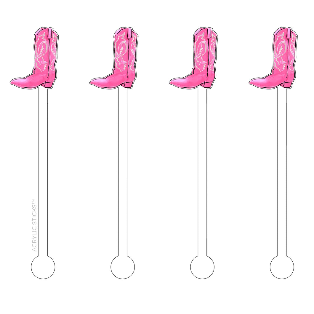 PRETTY IN PINK COWGIRL BOOT STIR STICKS