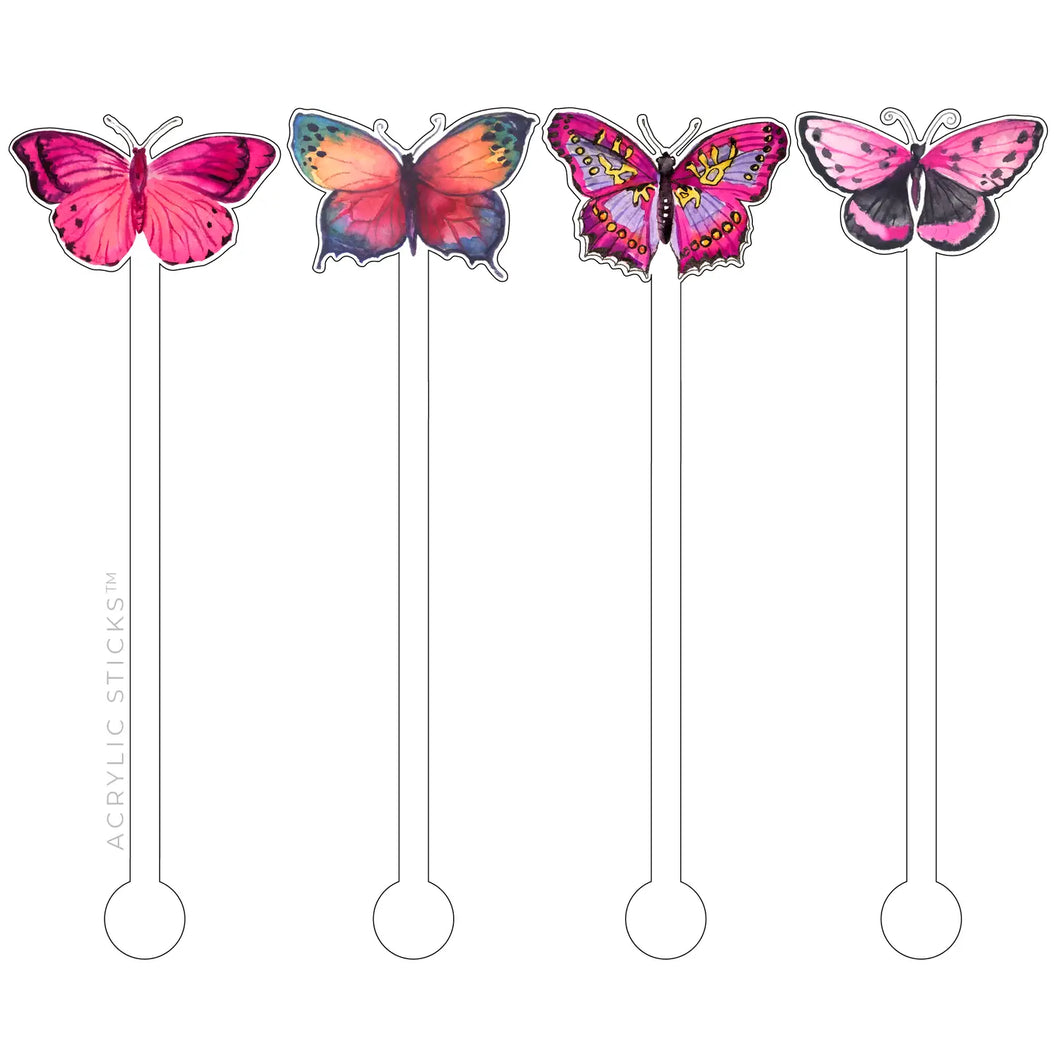 Spring butterflies in pink STIR STICKS COMBO