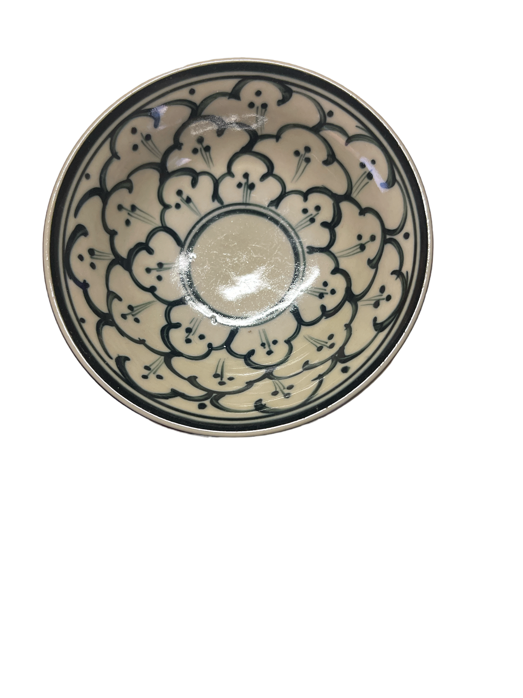 Small Round Vintage Hand Painted Bowl -Cloud