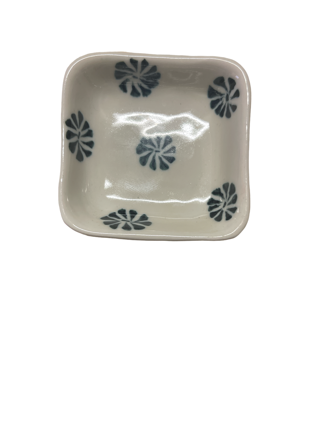 Small Square Vintage Hand Painted Bowl - Red Fish