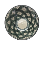 Load image into Gallery viewer, Small Round Vintage Hand Painted Bowl - Black Lattice
