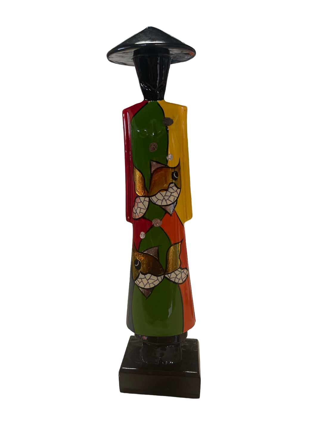 Traditional Vietnam Dolls - Red, Green and Yellow with fish