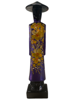 Load image into Gallery viewer, Traditional Vietnam Dolls - Purple with Yellow Flowers
