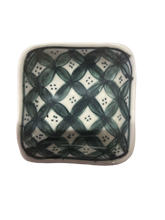 Load image into Gallery viewer, Small Square Vintage Hand Painted Bowl - Black Lattice
