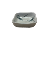 Load image into Gallery viewer, Small Square Vintage Hand Painted Bowl - Black Dragonfly
