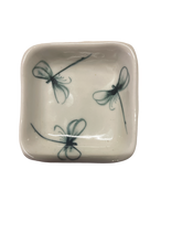 Load image into Gallery viewer, Small Square Vintage Hand Painted Bowl - Black Dragonfly
