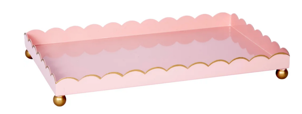 Scalloped Pink with Gold Tray