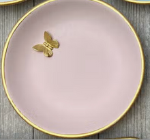 Load image into Gallery viewer, Pink accent dish with gold butterfly
