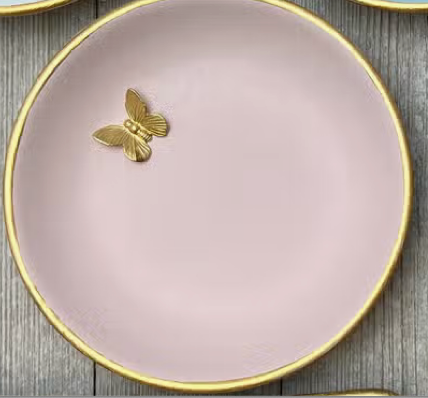 Silver accent dish with gold butterfly