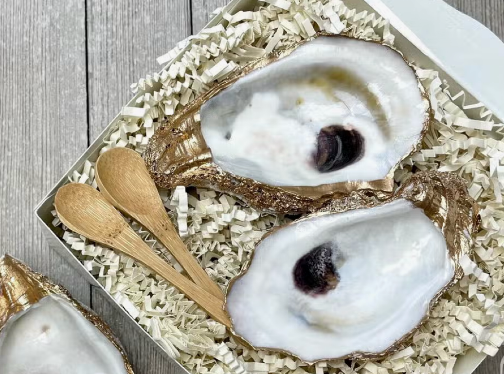 Oysters salt & Pepper cellars with wooden spoons
