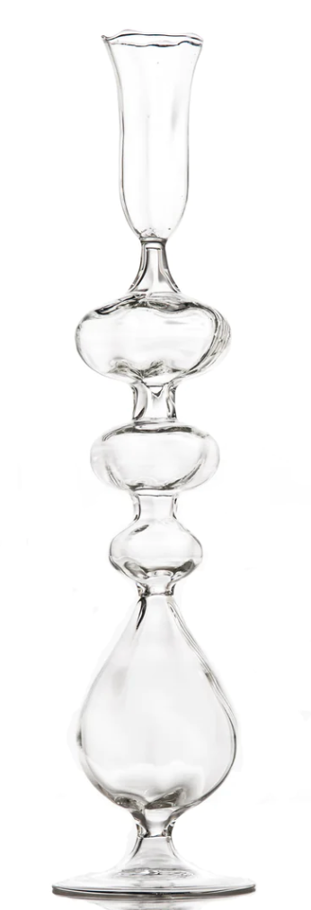 Clear Glass Ball Candlestick
