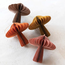 Load image into Gallery viewer, Paper Folding Mushroom Ornament - Orange/5&quot;
