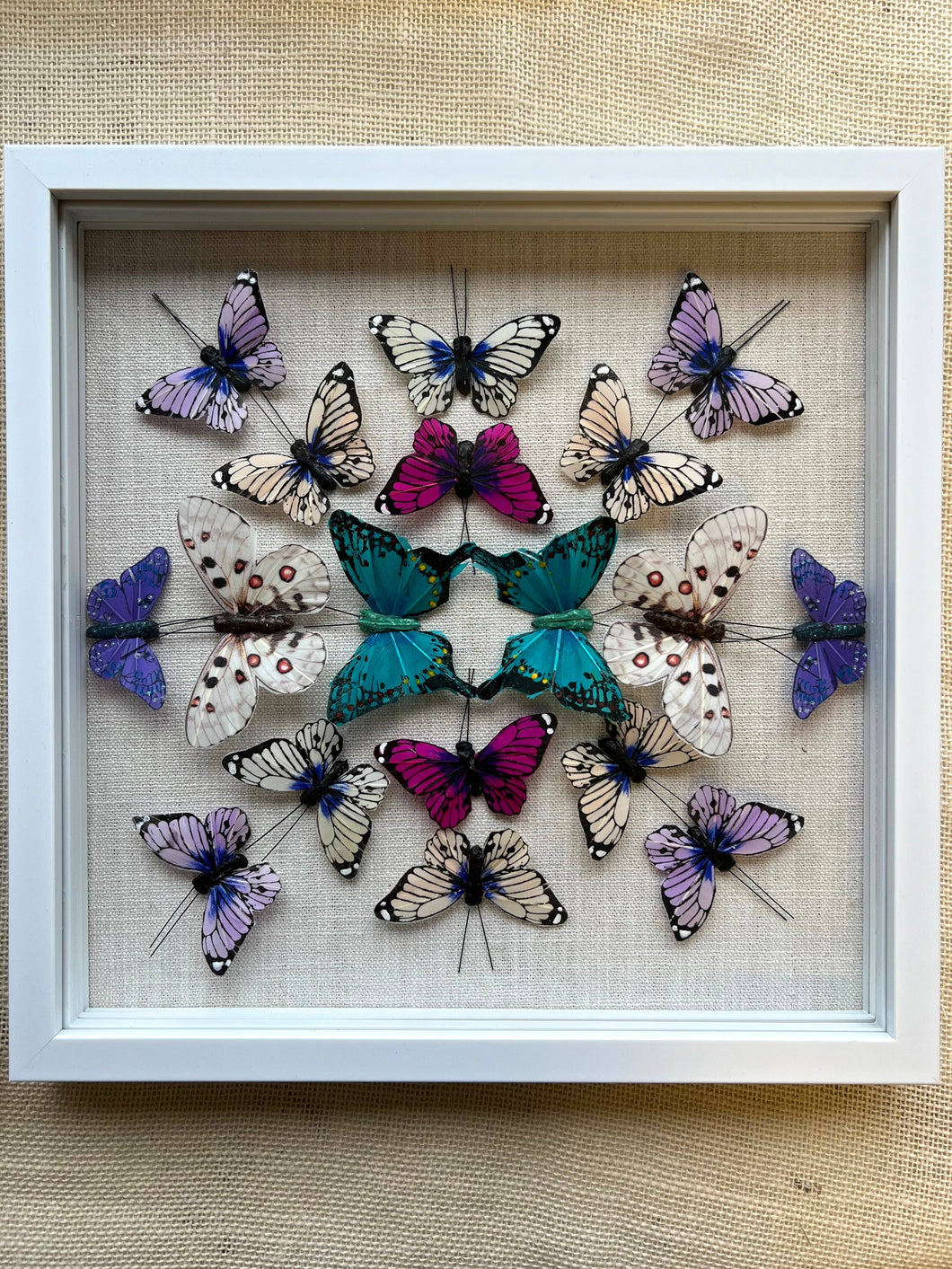 Butterfly shadow box art: Multi Color Butterflies