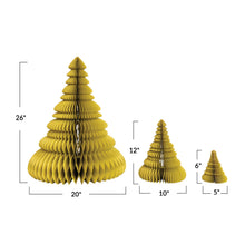 Load image into Gallery viewer, Set of 3 Paper Trees w/Glitter - Chartreuse
