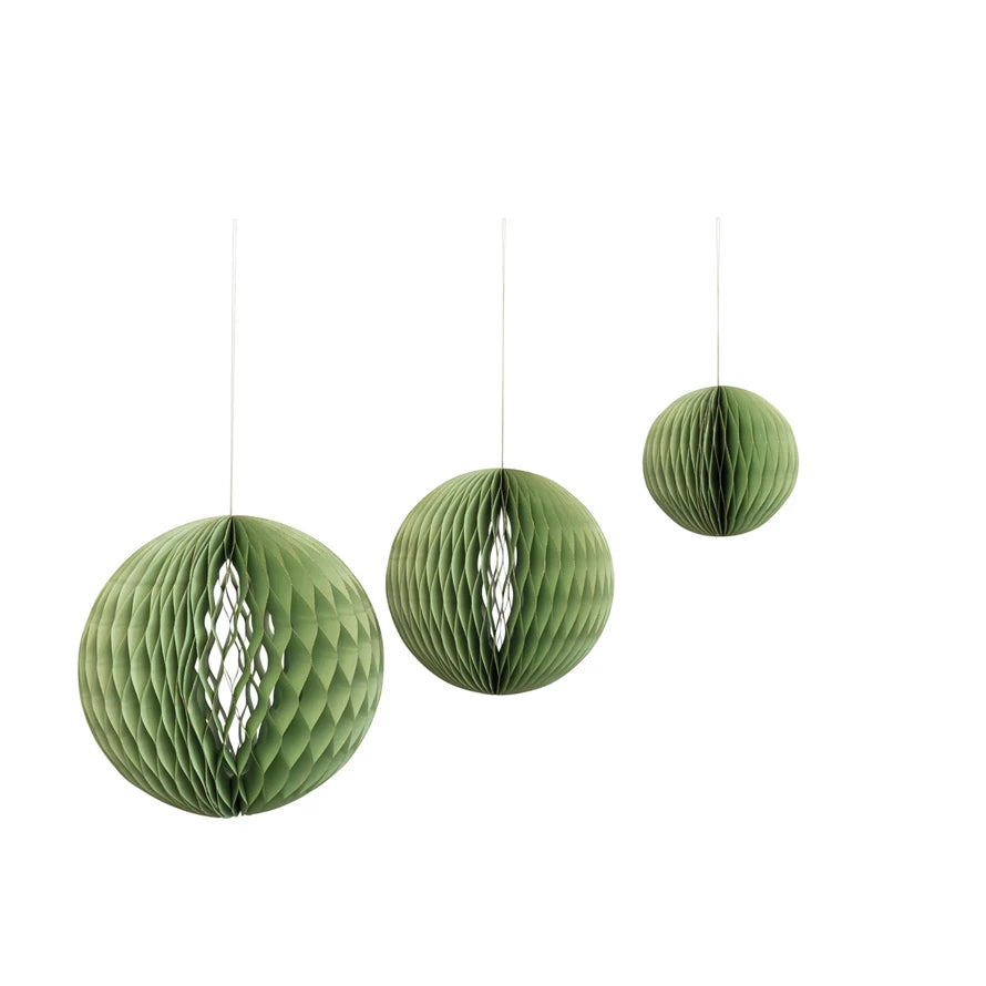 Set of 3 Paper Folding Ball Ornament - Mint