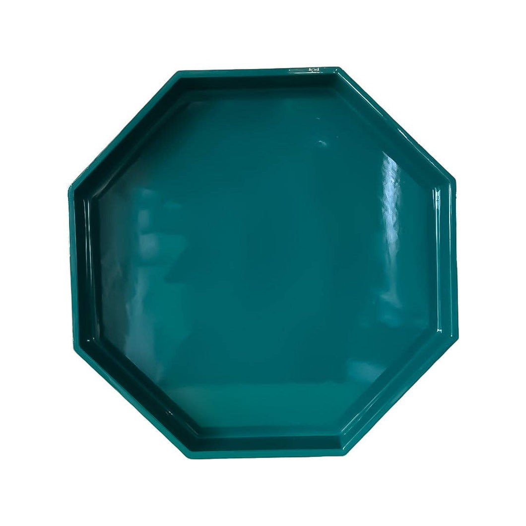 Small Octagonal Lacquered Tray - Lagoon