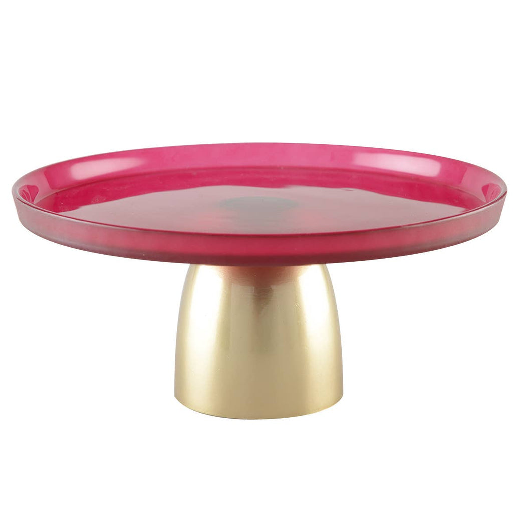 Raspberry Serving Pedestal with Gold Foot