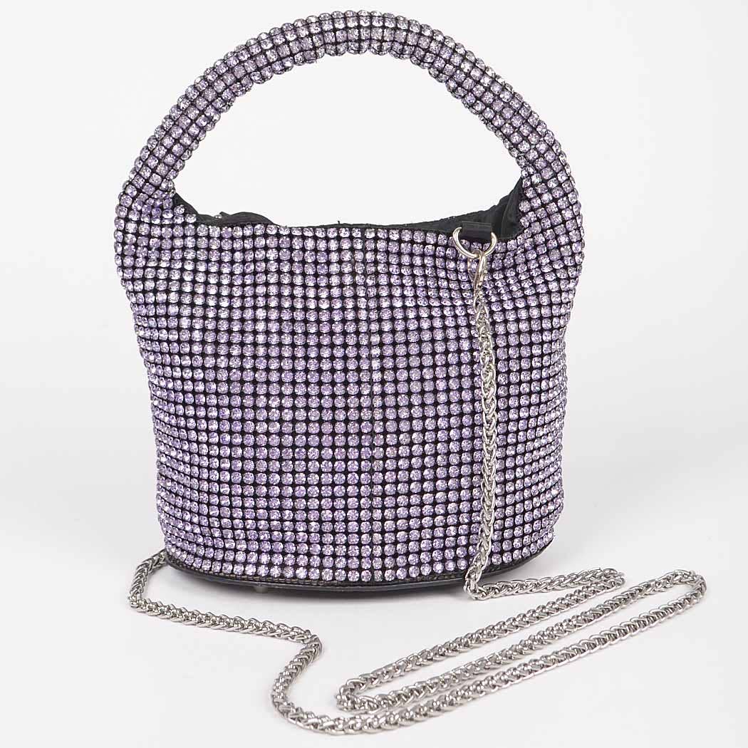 Rhinestone Bucket Bag - Purple