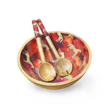 Load image into Gallery viewer, Gold Horse Salad Bowl with Salad Servers
