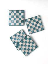 Load image into Gallery viewer, Blue Check Resin Coaster Set of 4
