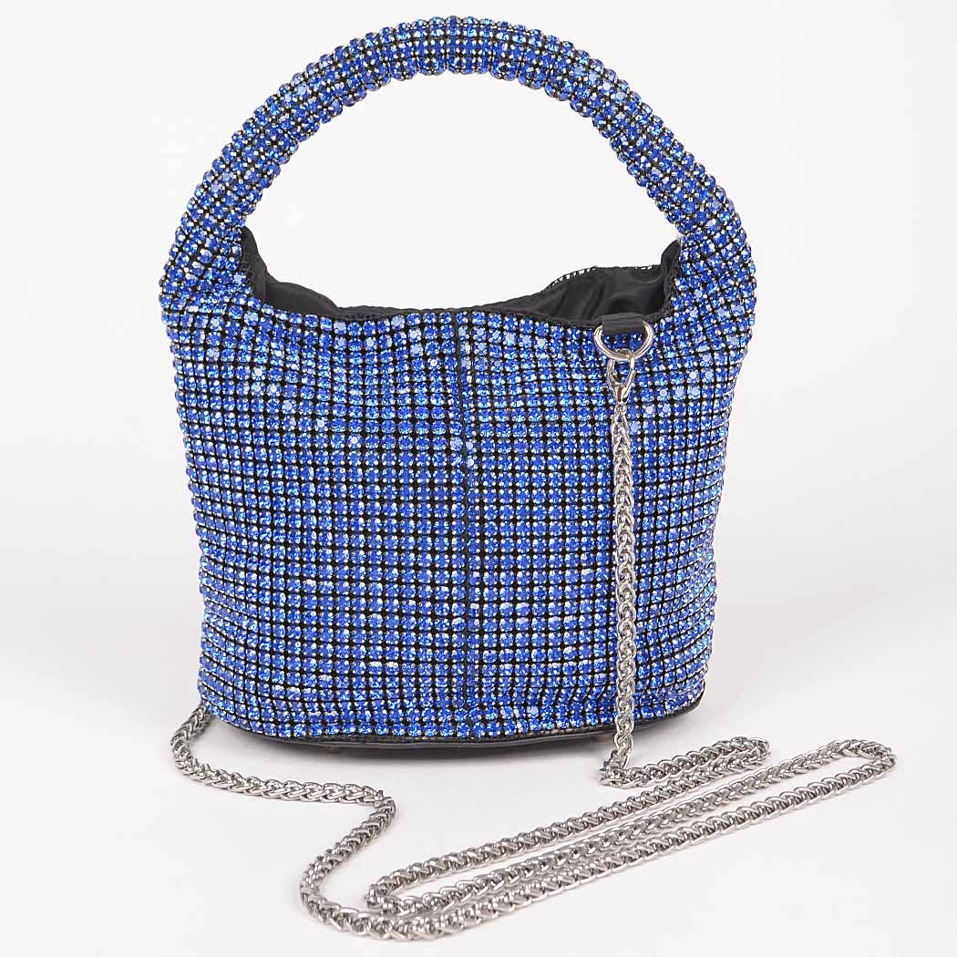 Rhinestone Bucket Bag - Blue