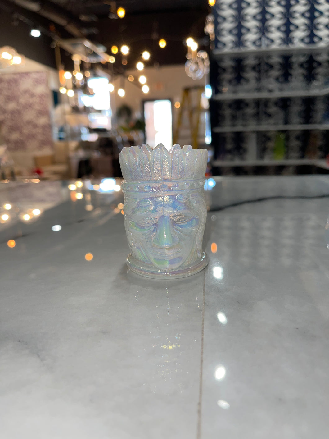 Indian Toothpick Holder - Iridescent White