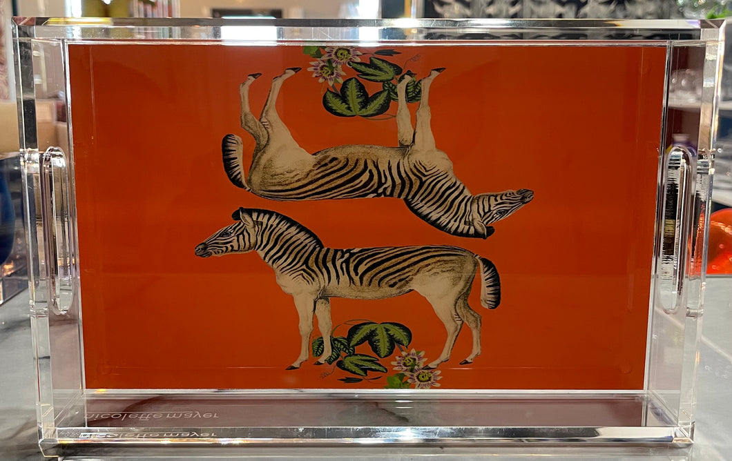 Zebra Seeing Double Acrylic Vanity Tray