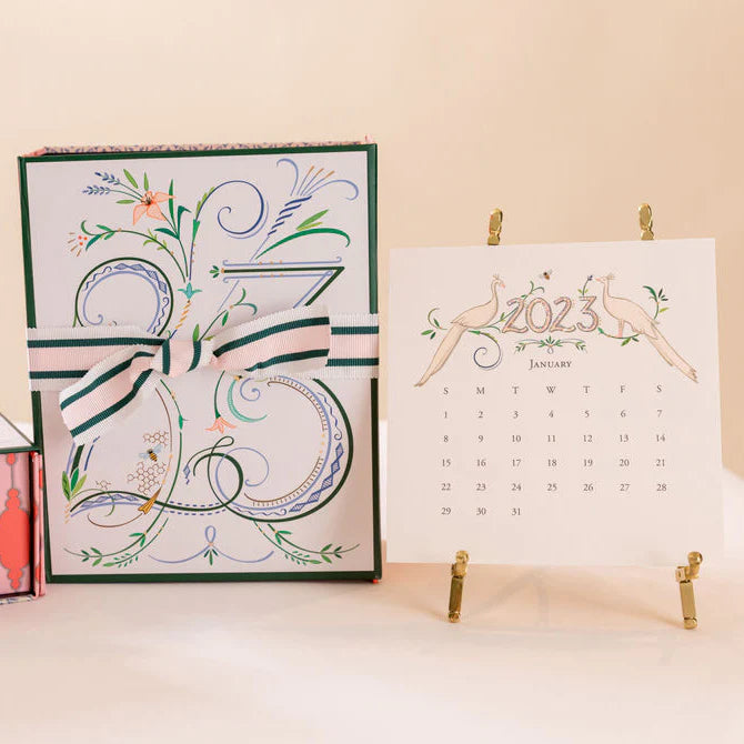 2023 Classic Desk Calendar- Gold Easel