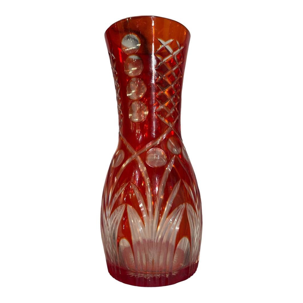 Bohemian Cut Ruby Crystal Vase