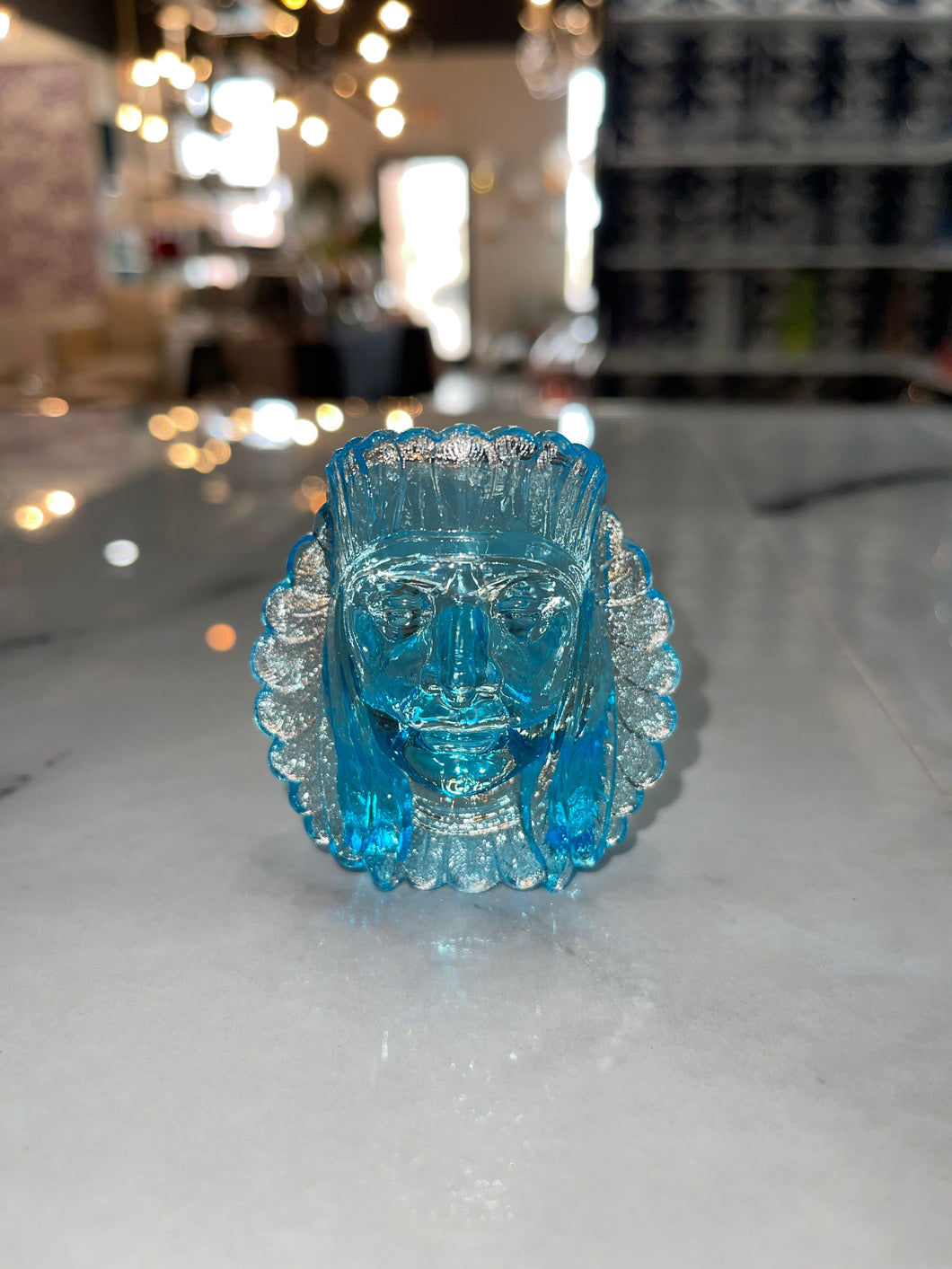 Indian Toothpick Holder - Clear Blue