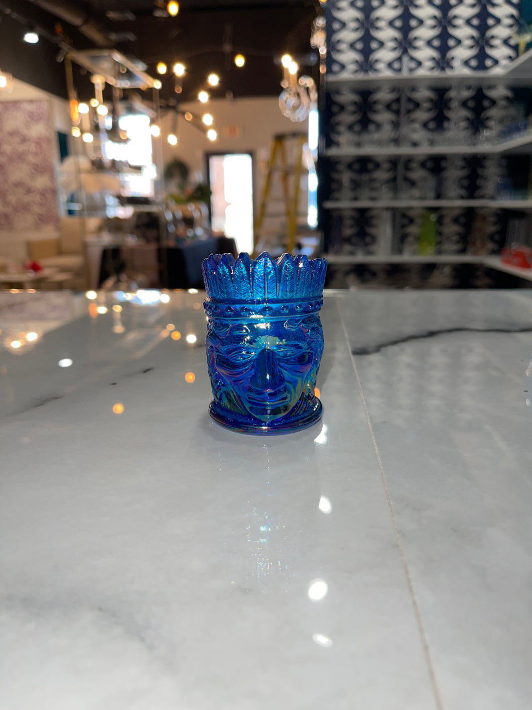 Indian Toothpick Holder - Iridescent Royal Blue