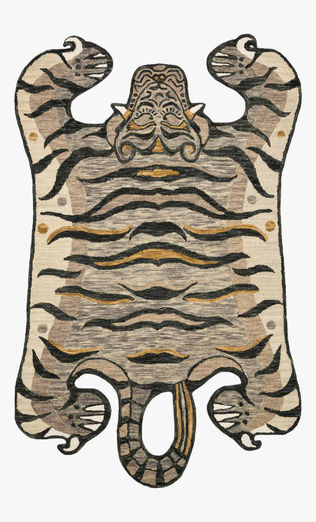 Faux-Tiger Rug Collection- Silver