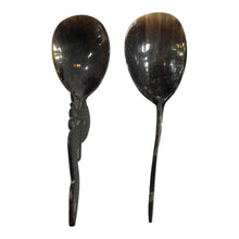 Load image into Gallery viewer, African Horn Carved Horn Salad Servers
