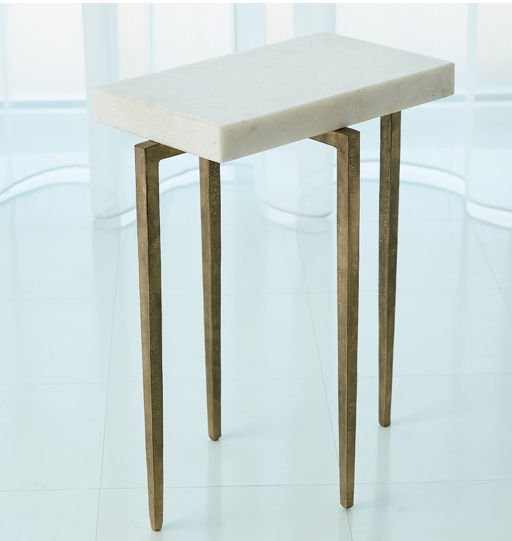 Laforge Accent Table- Antique Gold w/ White Marble