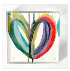 Multi Color Acrylic Block Heart - Mini