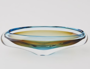Canoe Bowl - Turquoise and Beige