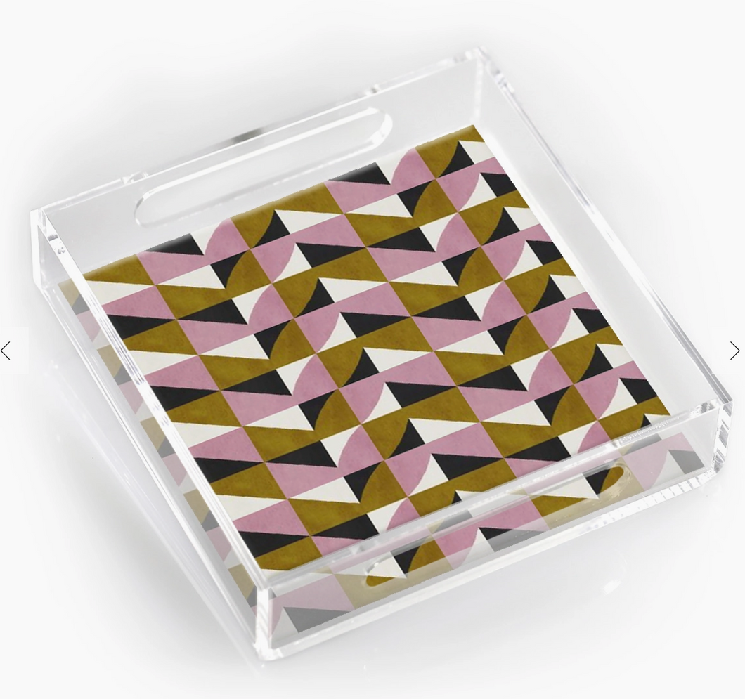 Funky Pattern Square Lucite Tray