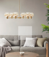 Load image into Gallery viewer, Modern Ombre Glass Globe 6-Light, Gold Chandelier

