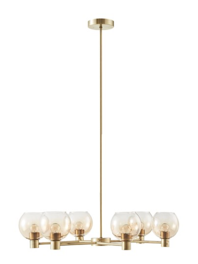 Modern Ombre Glass Globe 6-Light, Gold Chandelier