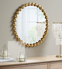 Load image into Gallery viewer, Round Iron Framed Wall Mirror, Gold
