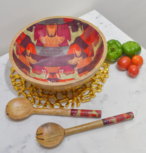Load image into Gallery viewer, Gold Horse Salad Bowl with Salad Servers
