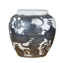 Load image into Gallery viewer, Black Porcelain Twisted Flower Wide Open Top Jar
