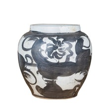 Load image into Gallery viewer, Black Porcelain Twisted Flower Wide Open Top Jar
