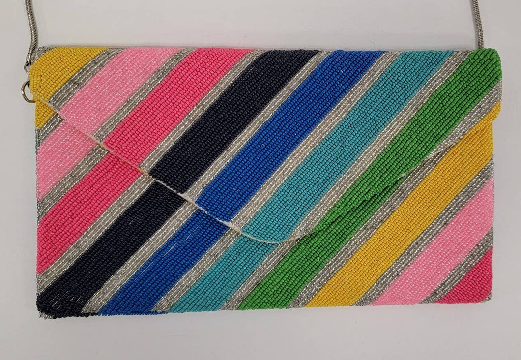 BEADED STRIPE CLUTCH