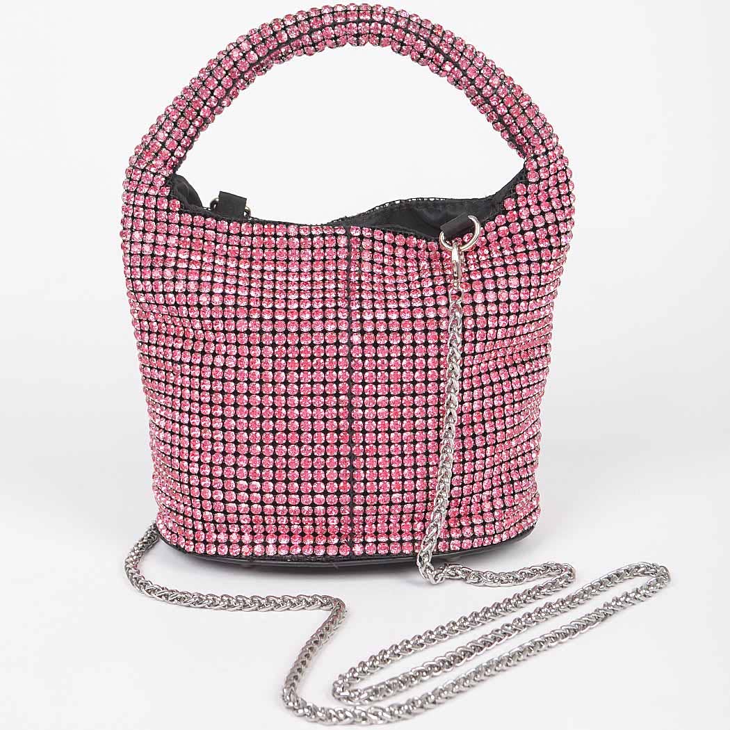 Rhinestone Bucket Bag - Pink