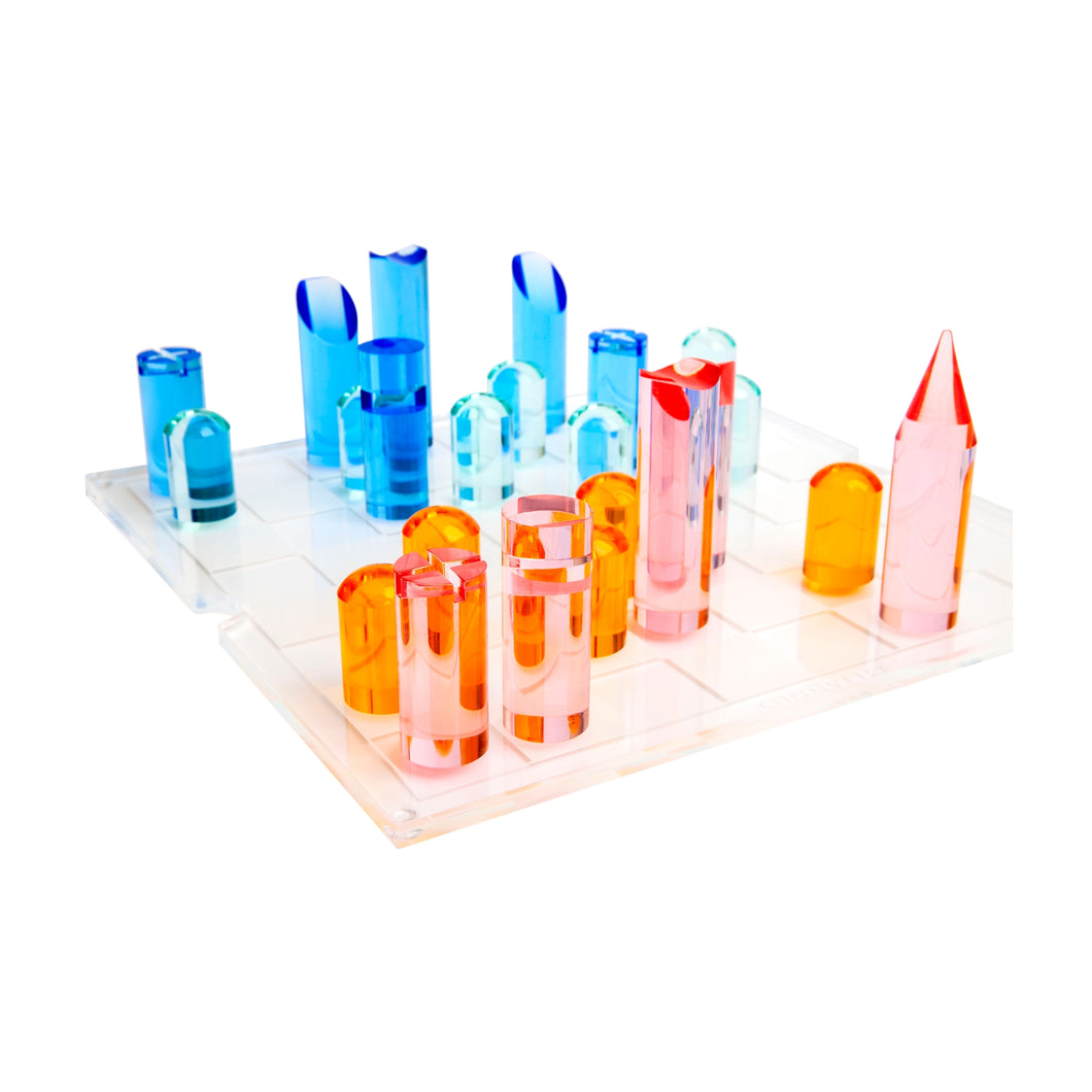Lucite Chess & Checkers Set