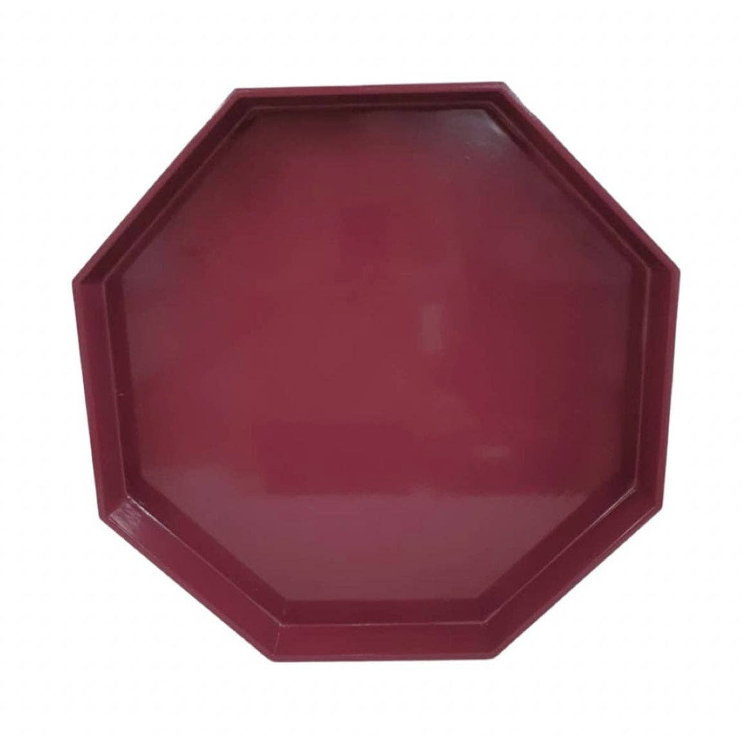 Medium Octagonal Lacquered Tray - Berry